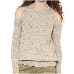 Rebecca Minkoff Cold‎ Shoulder Sweater Speckled Knit Wool Blend Medium